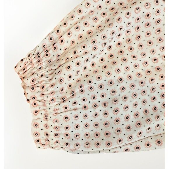 LOFT Round Neck Keyhole Back Pink Floral Pullover Blouse Top Womens Size Medium - Picture 9 of 9